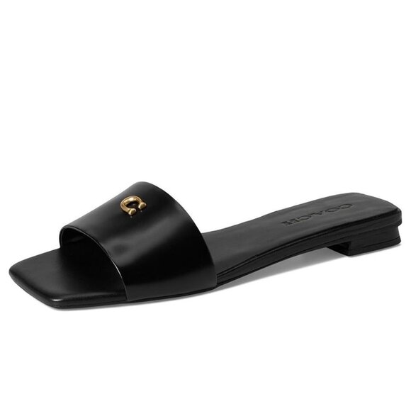 Coach Womens Sculpted Slip On Open Toe Sandals Black Size 5.5M NIB - Picture 2 of 3